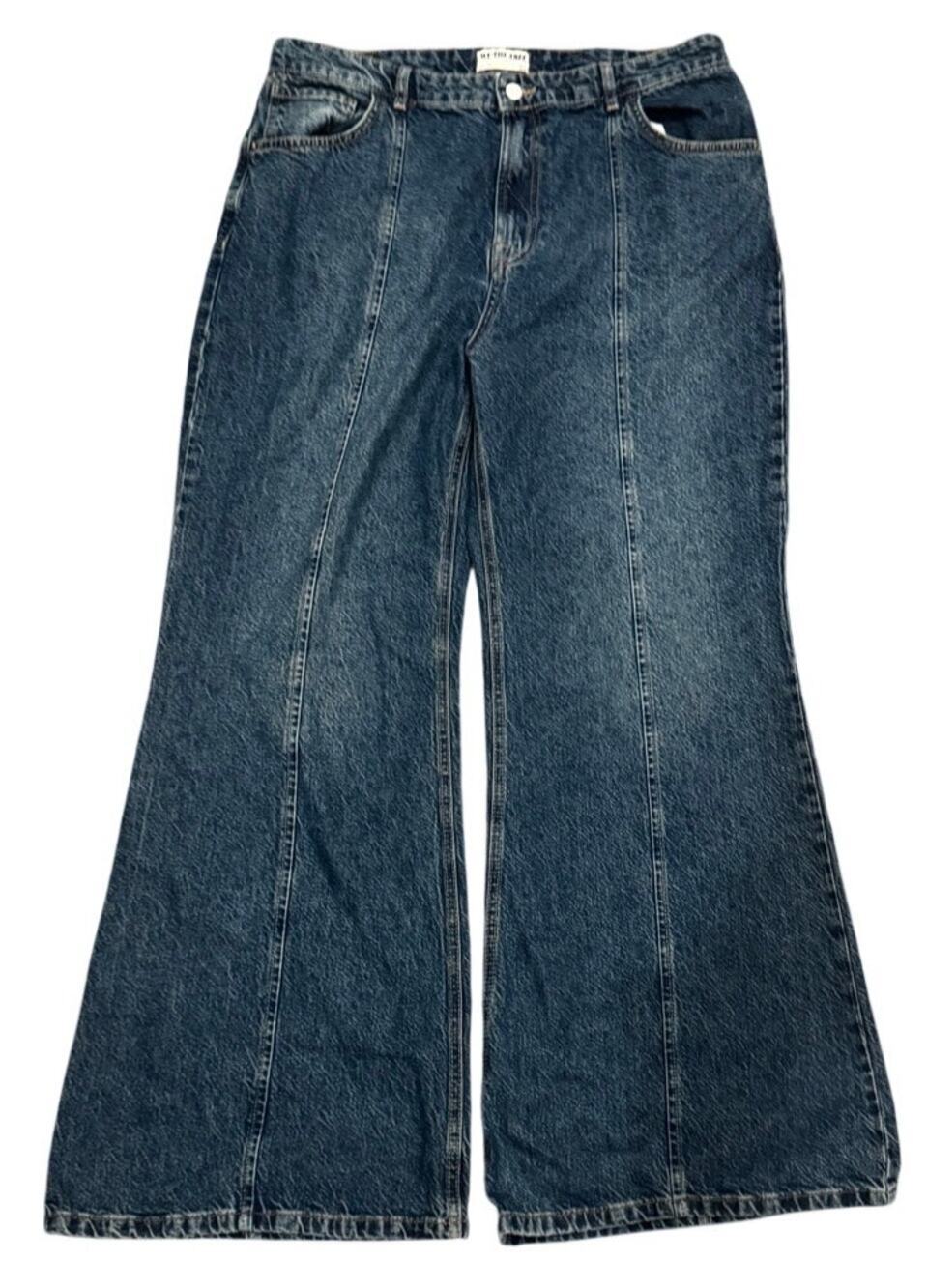 We The Free Wallflower Mid Rise Flare Jeans Size 33 Blue Wide Leg Boho Denim